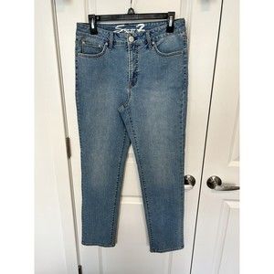 Seven 7 Jeans Light Wash Slim Straight Leg Sz 6 Plain Pockets Stretch High Rise